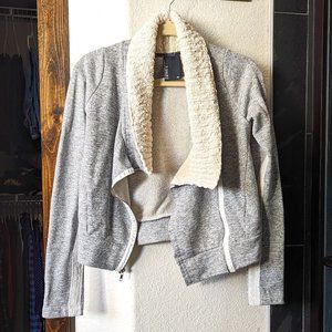 Anthropologie T-SHIRT Grey Zip Up Moto Sweatershirt Jacket